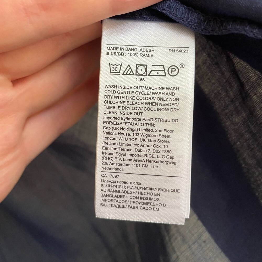 Banana Republic | Spring Navy Blue Ramie Blouse Large NWT - Picture 5 of 6